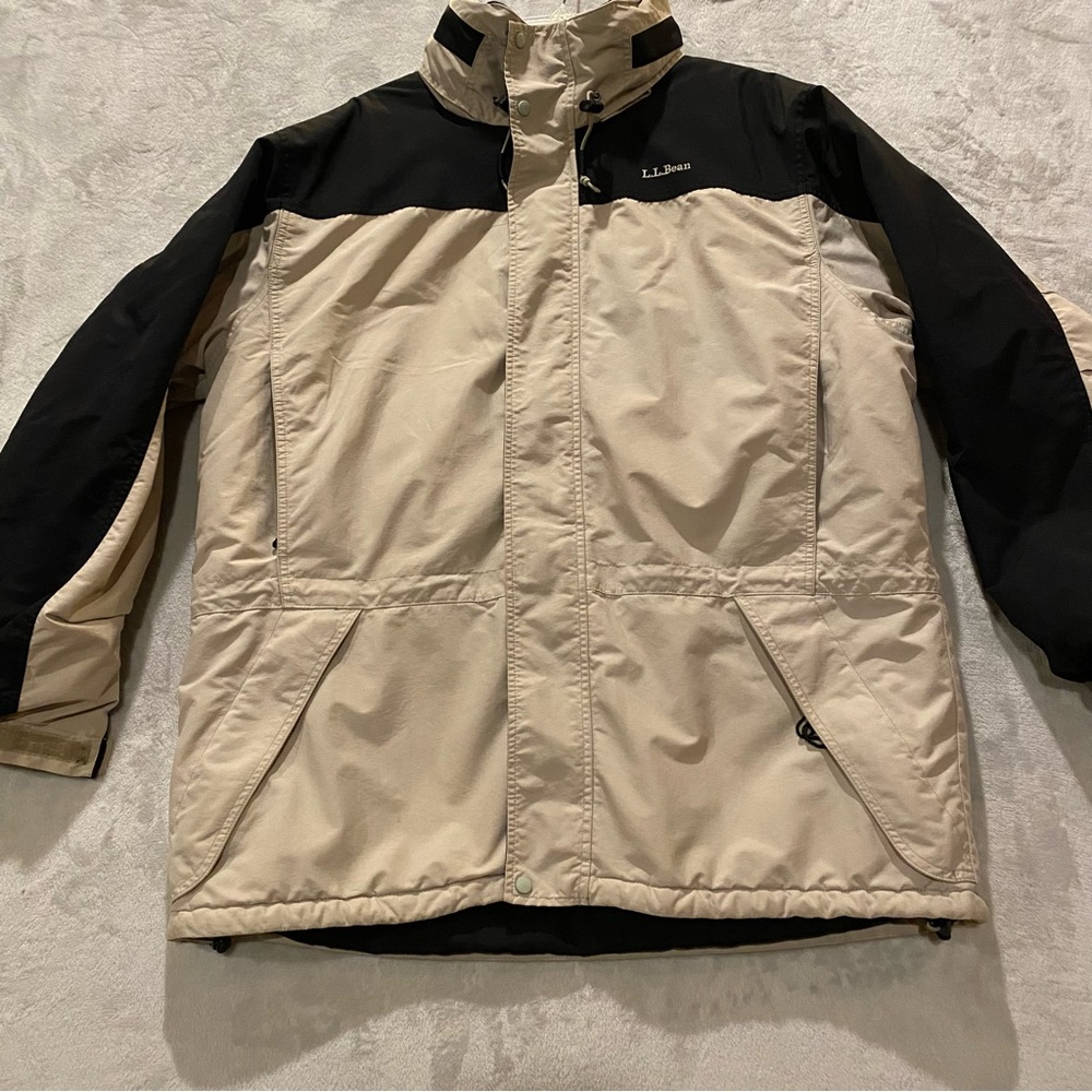 LLBean Coat Men’s XL Regular Black Tan Outdoor Outfitter Thinsulate